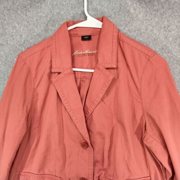 Eddie Bauer Blazer Jacket Womens Sz PL Coral Orange Long Sleeve Single Breasted - Picture 2 of 12